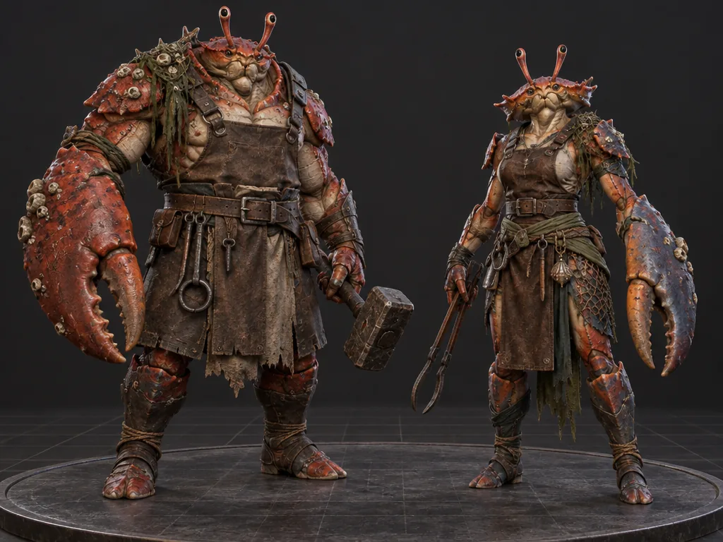 Carapax male and female 3D models