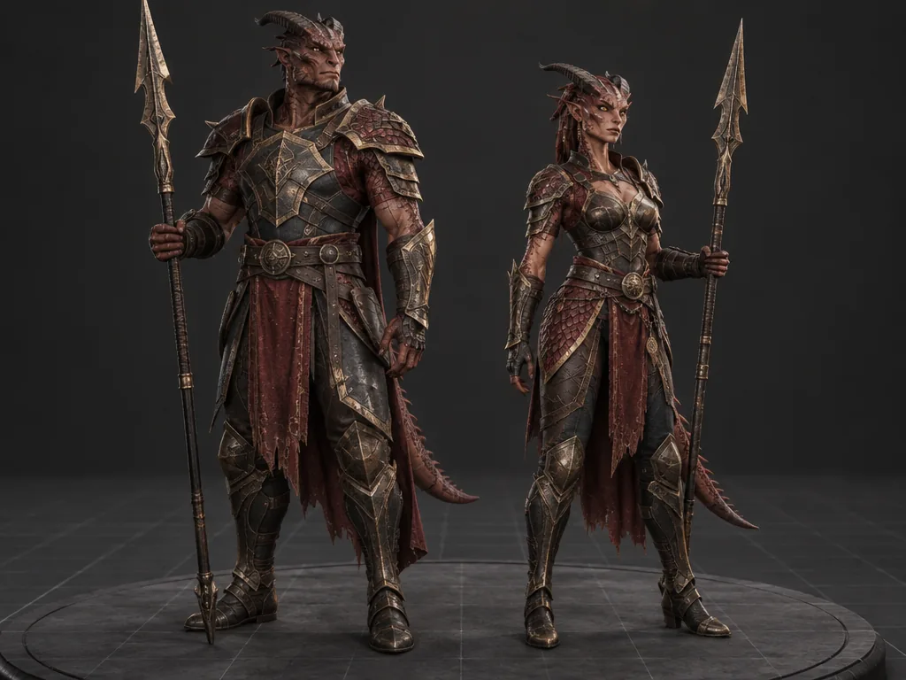 Drakari male and female 3D models