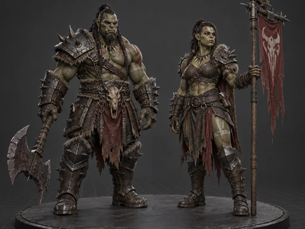Grask male and female 3D models