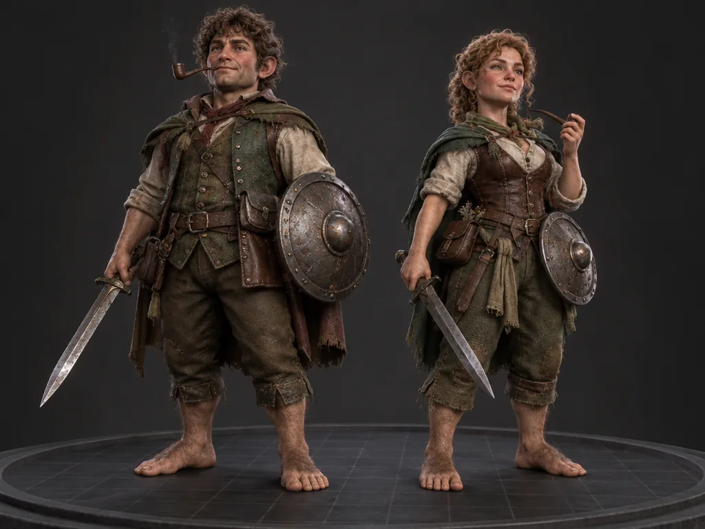 Hobben male and female 3D models