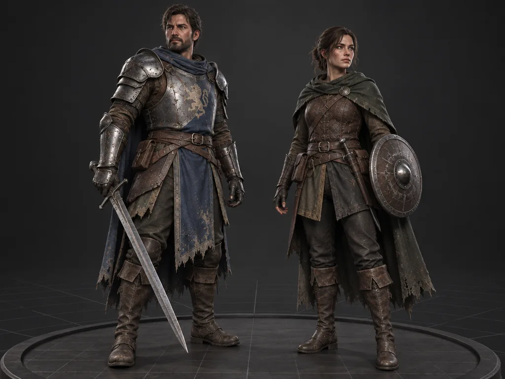Meridians male and female 3D models