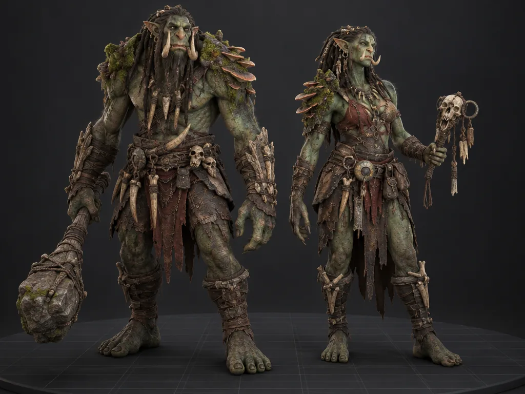 Mossback male and female 3D models