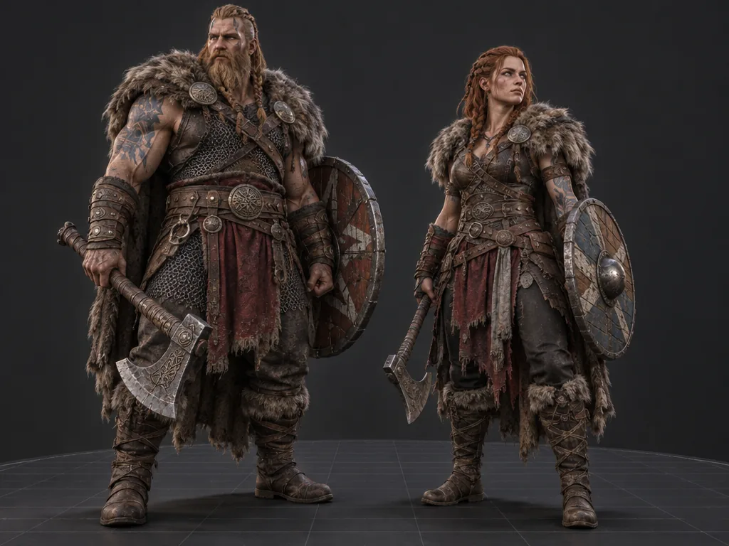 Nordrin male and female 3D models