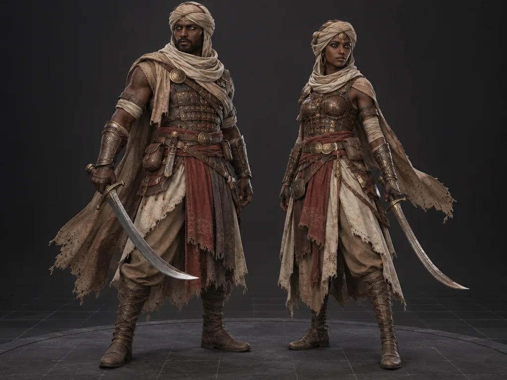 Qadari male and female 3D models