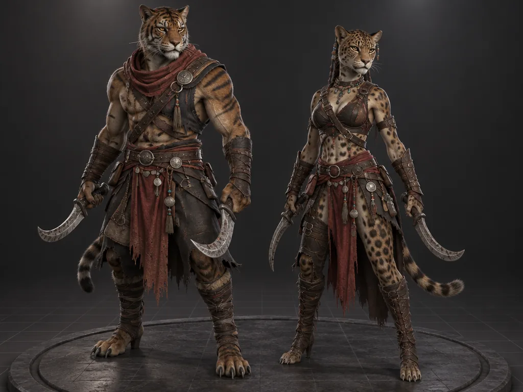 Rakhari male and female 3D models