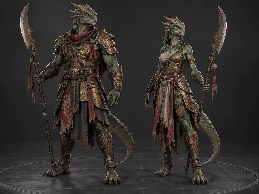 Saurrak male and female 3D models