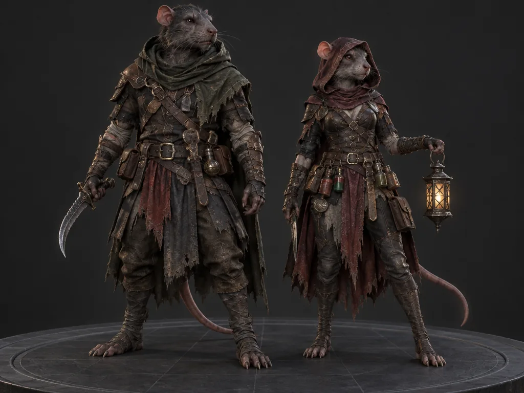 Skrit male and female 3D models